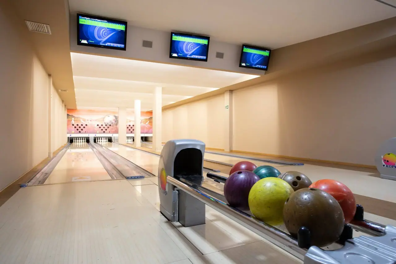 Colorful bowling balls on the lane