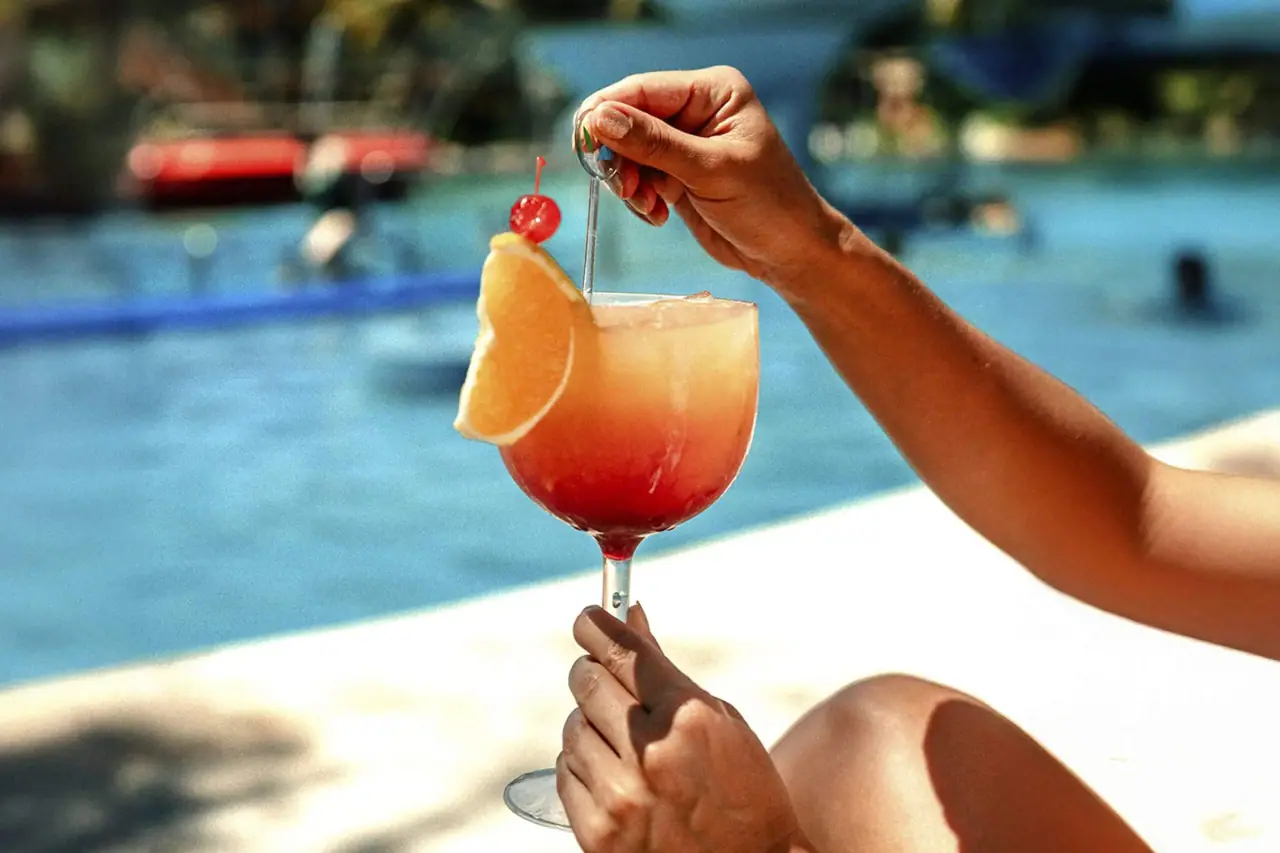 Fruit cocktail served by the pool
