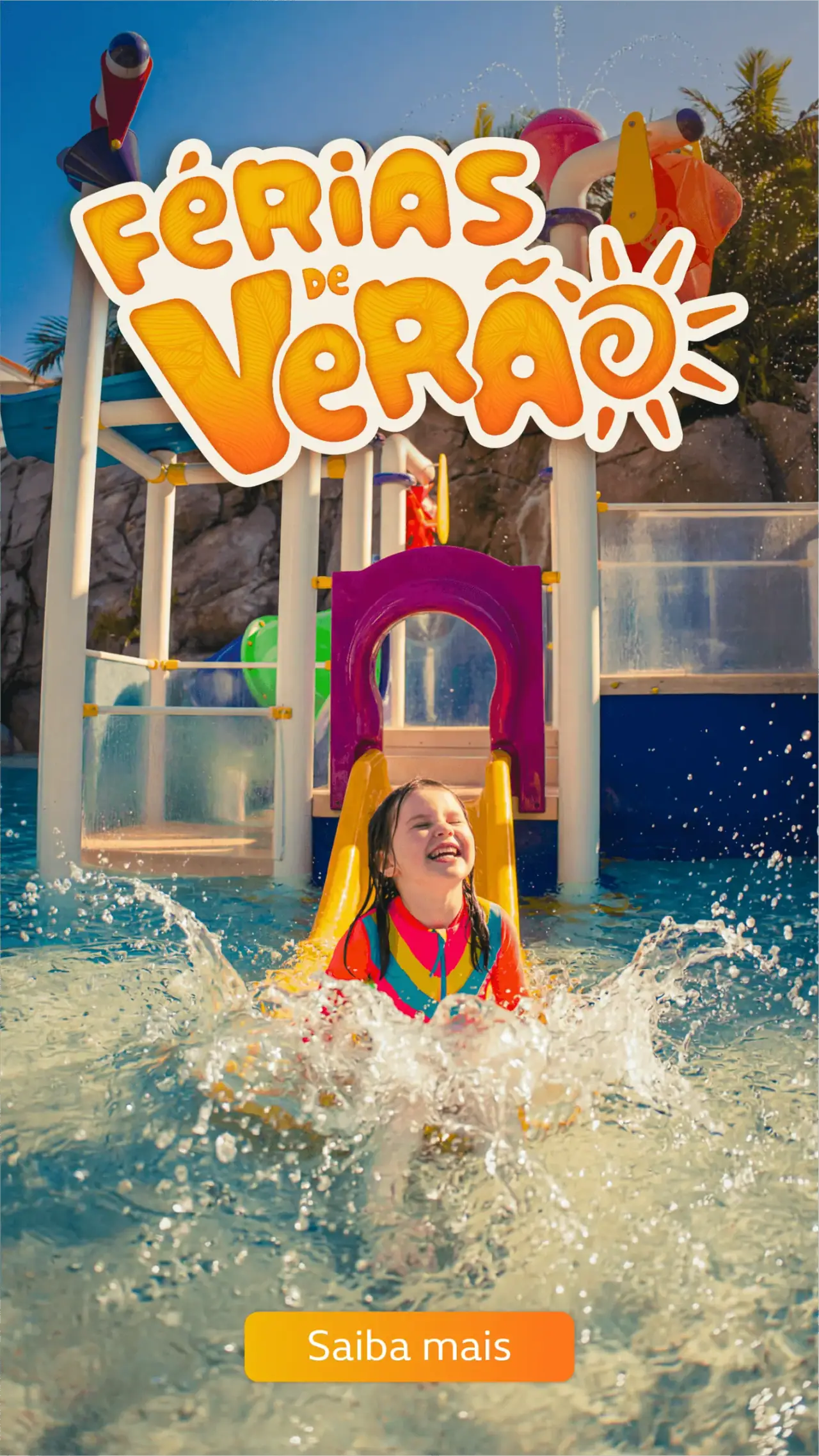 Child sliding into the kids’ water park during Summer Vacation 2027