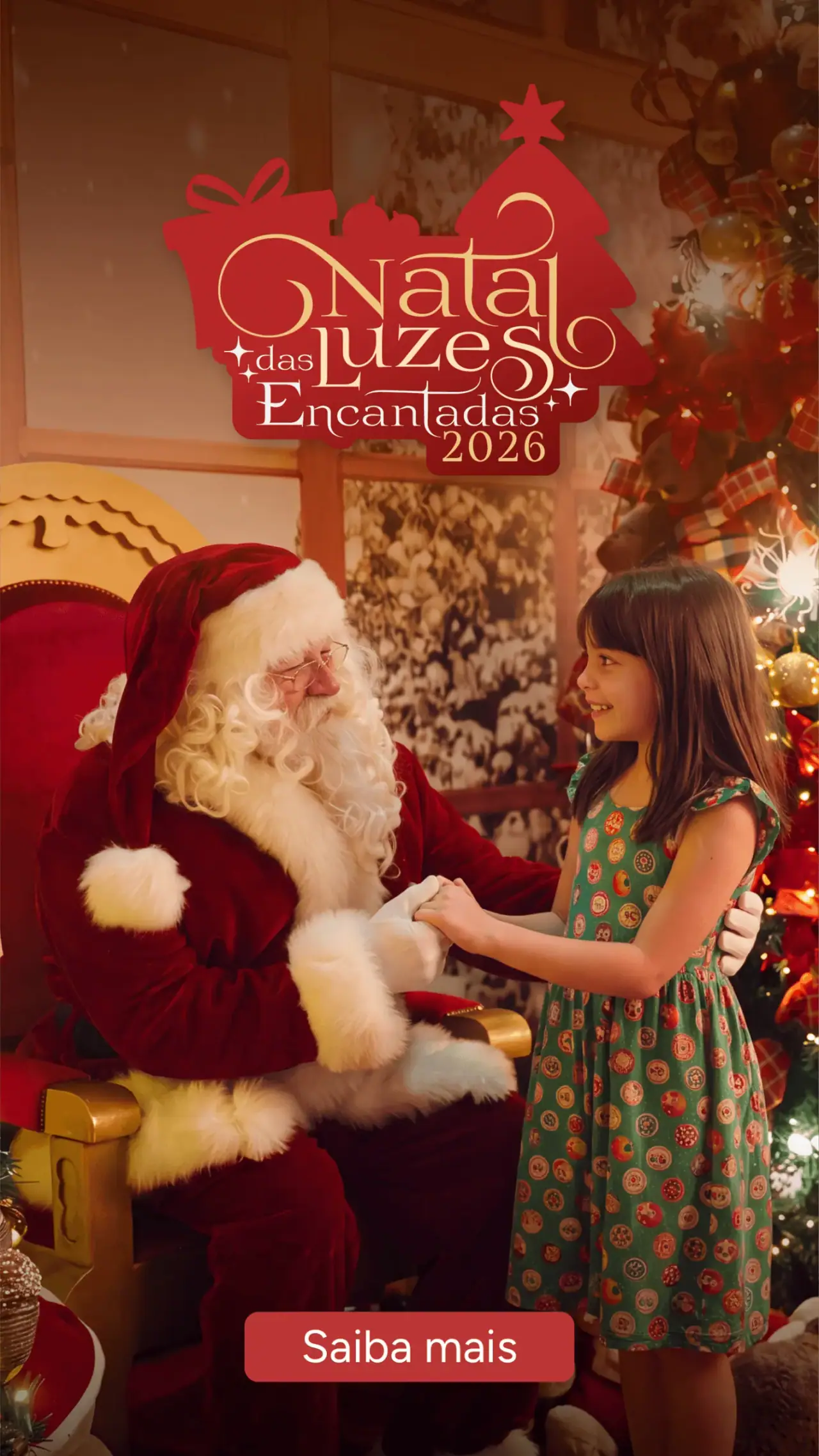 Santa talking with a girl at Enchanted Lights Christmas 2026