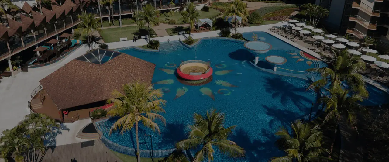 Pool seen from above with floats