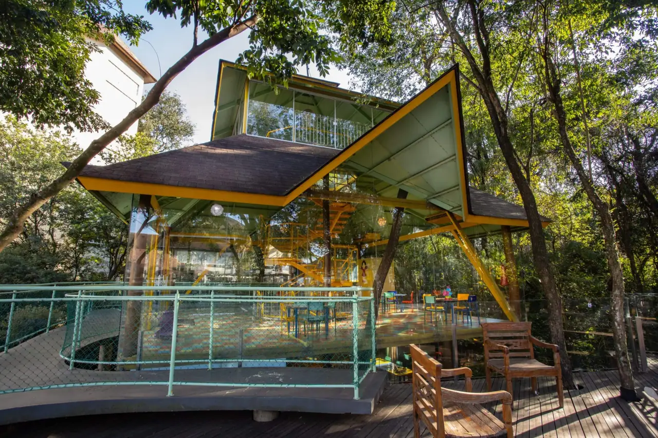 Raised kids' space among the trees